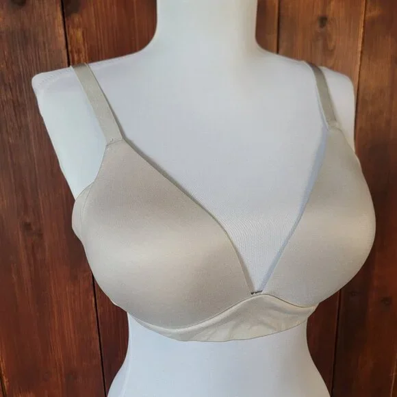 Aerie Real Sunnie Wireless Light Weight Bra 34C Silver Gray Subtle Shimmer Comfy - Picture 4 of 10